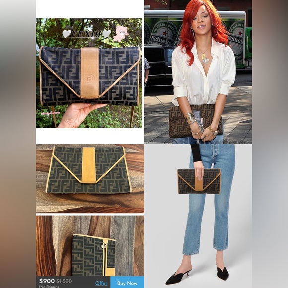 🧚Auth💖RARE💖 FENDI Zucca Zucchino Envelope Pochette Shoulder Clutch/Crossbody✨ - Picture 2 of 14